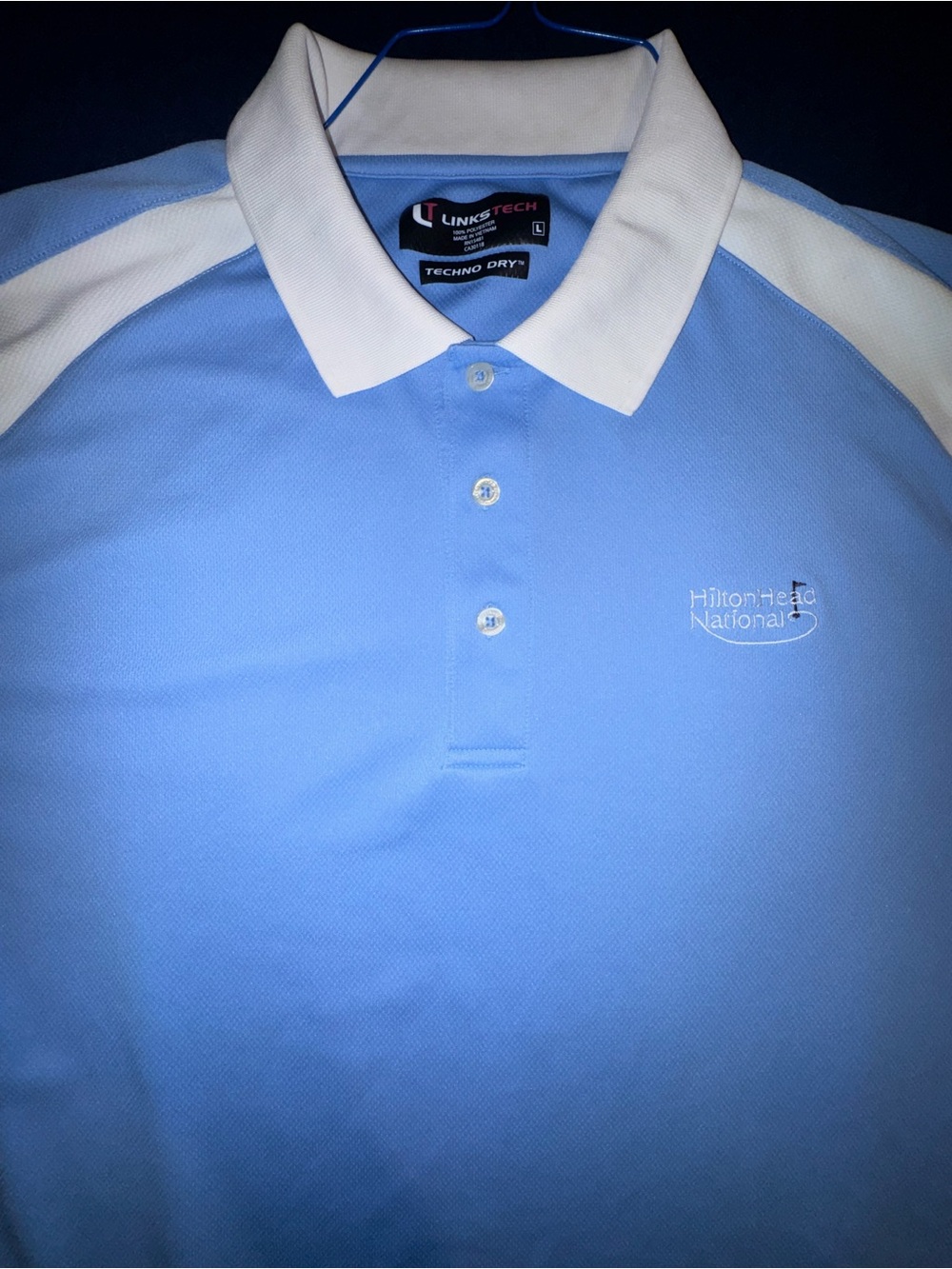 Men’s Large Polo Hilton Head National Golf Shirt Links Tech Techno Dry